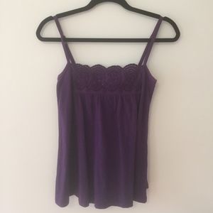 Purple Gap Tank Top with Eyelet Argyle Pattern